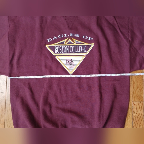 Vtg NWT Deadstock 90s Boston College Eagles Embroidered Maroon Crewneck Sz L - Picture 4 of 11